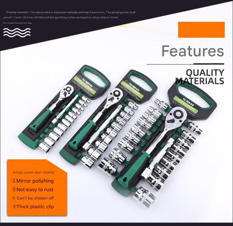 Green 12-Piece 1/2-Inch Drive 24-Tooth Ratchet & Socket Set — High-Carbon Steel, Mirror-Polished Socket Wrench Tool Kit — Automotive Repair Tool Set with Quick-Release Ratchet — Ideal for Car Maintenance, Mechanical Repairs, and DIY Projects