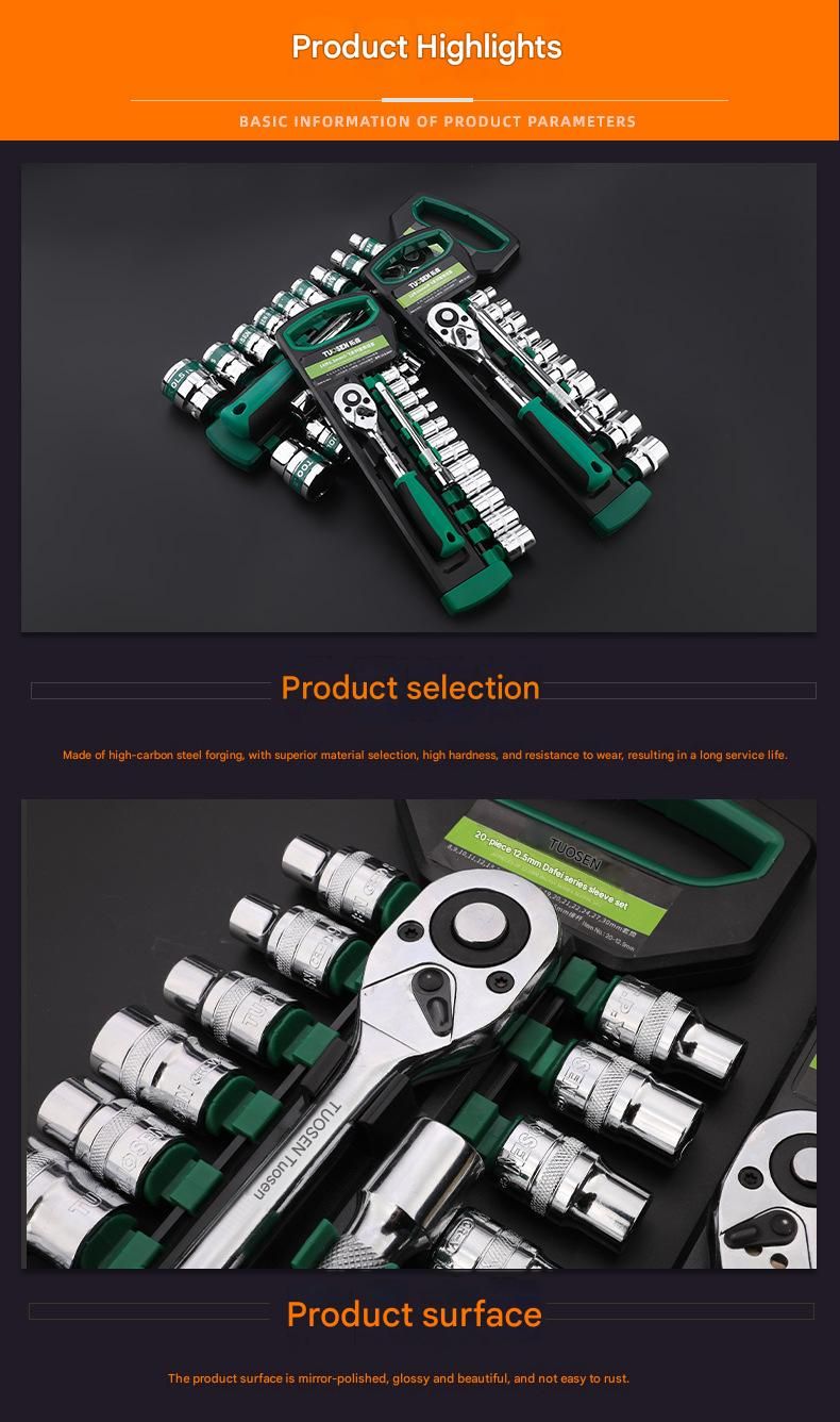 Green 12-Piece 3/8-Inch Drive 24-Tooth Ratchet & Socket Set — High-Carbon Steel, Mirror-Polished Socket Wrench Tool Kit — Automotive Repair Tool Set with Quick-Release Ratchet — Ideal for Car Maintenance, Mechanical Repairs, and DIY Projects