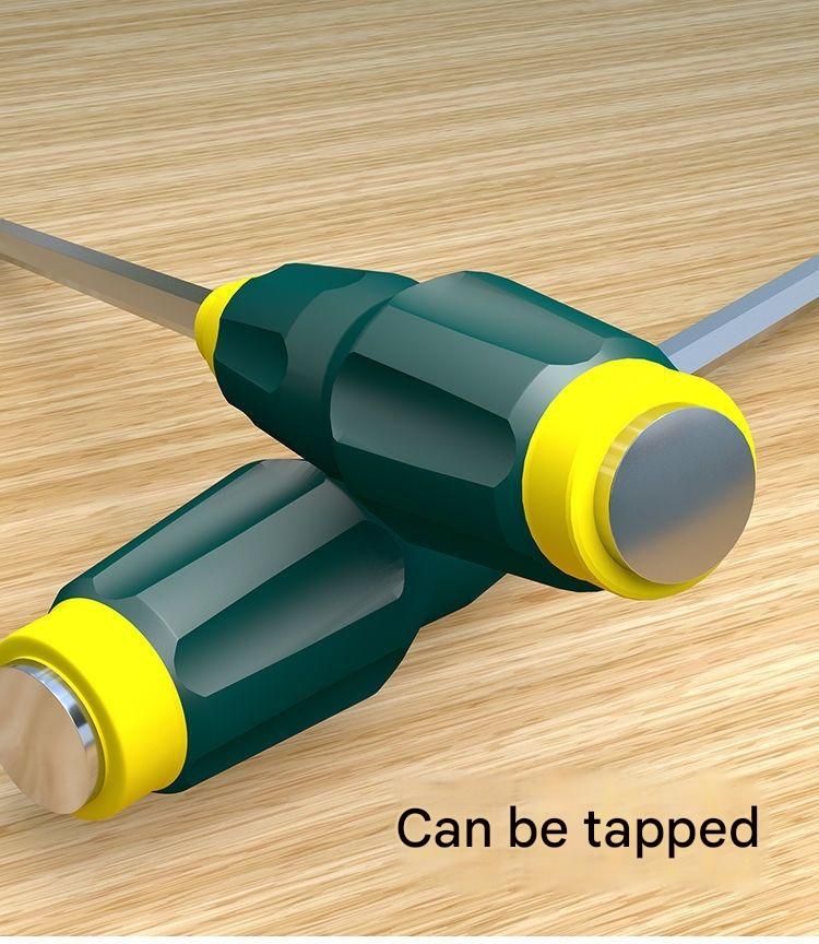 6-piece Green flathead screwdriver Impact-Resistant Magnetic Screwdriver with Through-Tang Shaft — Chrome Vanadium Steel Bit, Ergonomic Non-Slip Handle — Ideal for Automotive Repair, Machinery Maintenance, Furniture Assembly, and Home DIY Projects