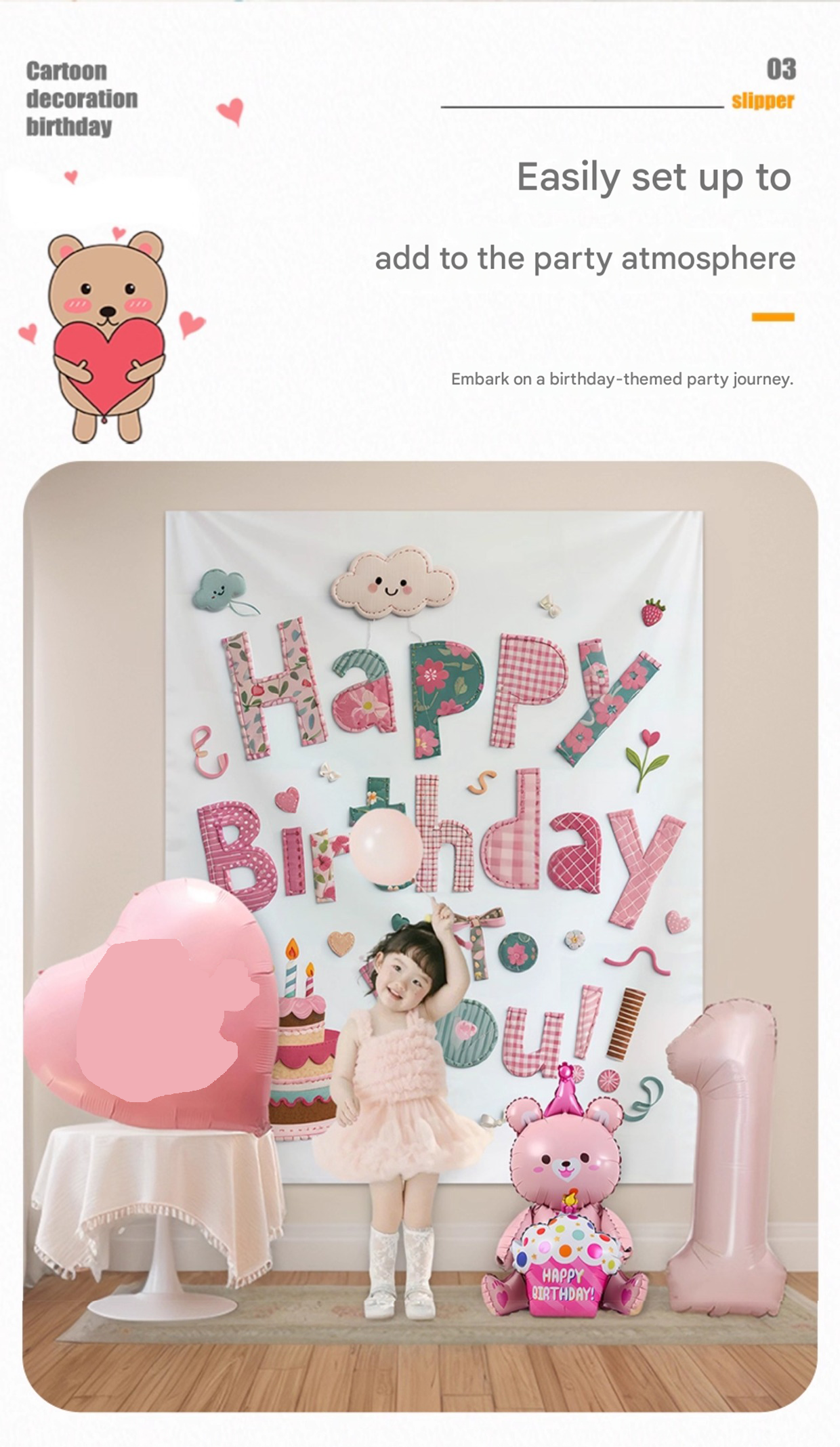 Blue Happy Birthday Backdrop Banner - Reusable Fabric Party Decoration with Colourful Lettering, Photo Background for Kids Birthday, Baby Shower & Celebration