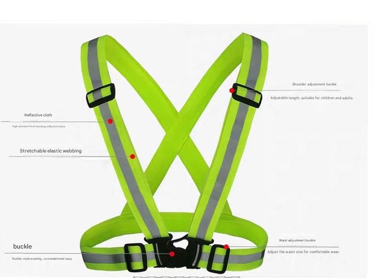 Orange Adjustable Reflective Safety Vest - High Visibility Elastic Straps for Night Running, Cycling & Construction, Lightweight Polyester Reflective Harness for Adults