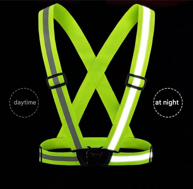 Pink Adjustable Reflective Safety Vest - High Visibility Elastic Straps for Night Running, Cycling & Construction, Lightweight Polyester Reflective Harness for Adults