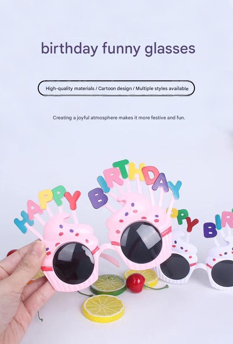 Pink Novelty Birthday Glasses - Fun Cake Design Party Props - Durable Plastic, Comfortable Fit, Unisex - Perfect for Kids and Adults Birthday Celebrations and Photo Booths