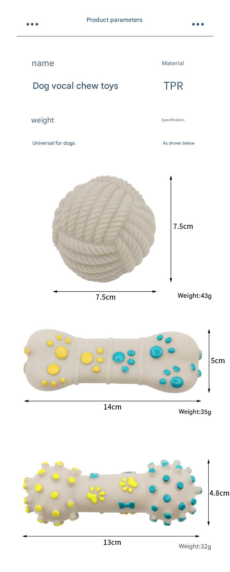 Yellow and Blue Spiked ring barbell Durable TPR Dog Chew Toys Set -  for Teeth Cleaning - Non-Toxic, Bite-Resistant, Easy Clean - Interactive Play for Medium to Large Dogs