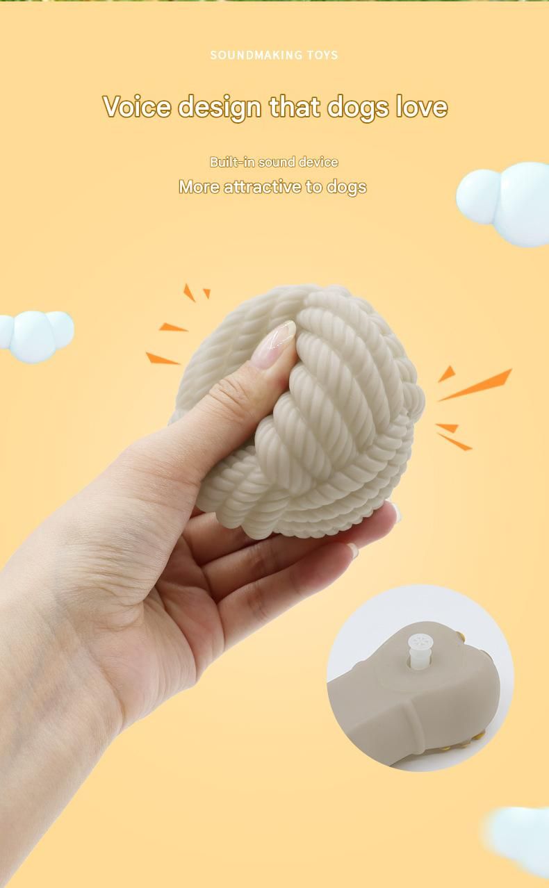 White Rope Ball Durable TPR Dog Chew Toys Set -  for Teeth Cleaning - Non-Toxic, Bite-Resistant, Easy Clean - Interactive Play for Medium to Large Dogs
