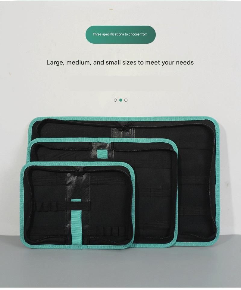 Large Size Black Multi-Purpose Canvas Tool Bag - Durable Oxford Fabric with Zippered Compartments - Professional Organizer for Mechanics, Electricians, DIY Enthusiasts