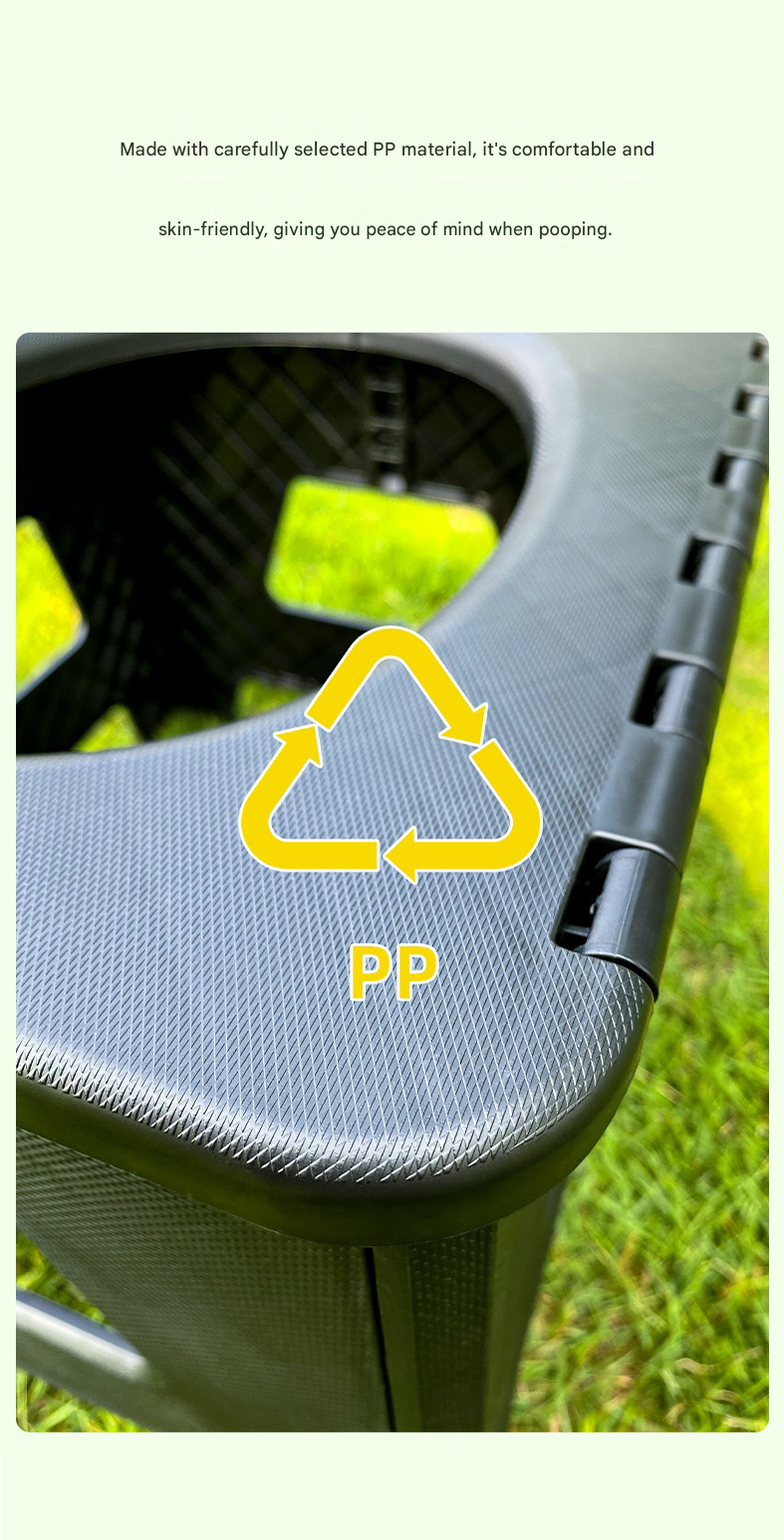 Gray Small size Portable Folding Toilet Stool - PP Material - 100kg Load Capacity, Compact & Lightweight, Odor-Resistant Design, for Camping, Road Trips, Outdoor Emergencies, Travel-Friendly Solution