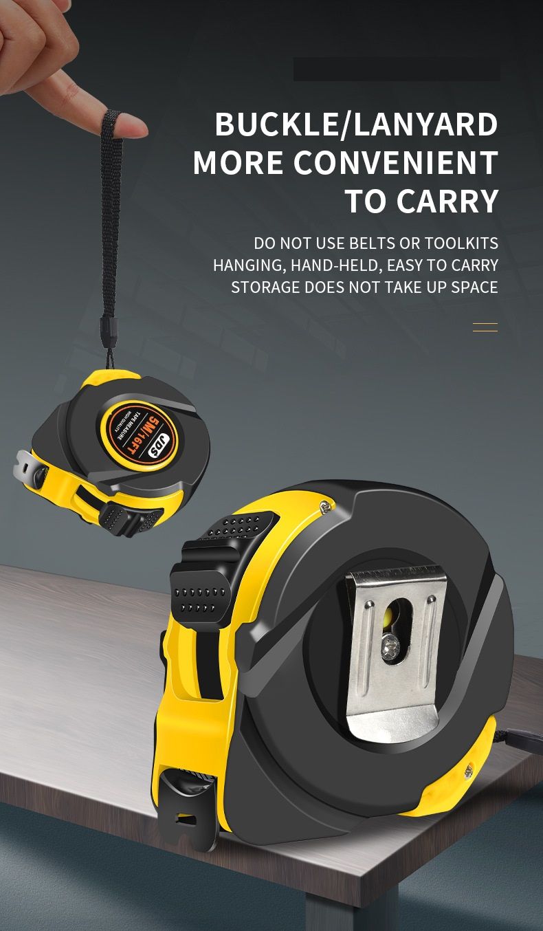 5M Heavy Duty Steel Tape Measure -  Metric & Imperial Dual Scale - High Carbon Steel Blade, Anti-Slip ABS+TPR Casing, Push-Button Lock, Wear-Resistant for Construction & DIY