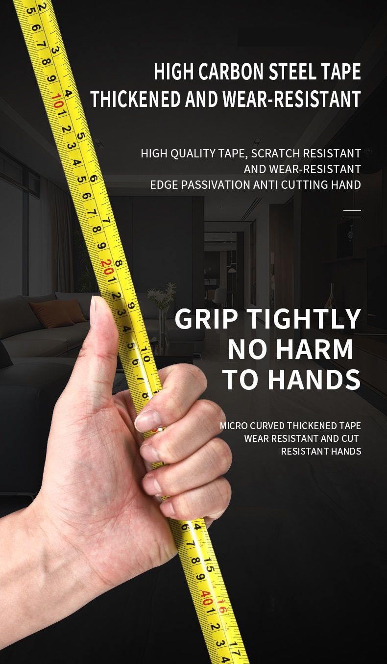 10M Heavy Duty Steel Tape Measure -  Metric & Imperial Dual Scale - High Carbon Steel Blade, Anti-Slip ABS+TPR Casing, Push-Button Lock, Wear-Resistant for Construction & DIY