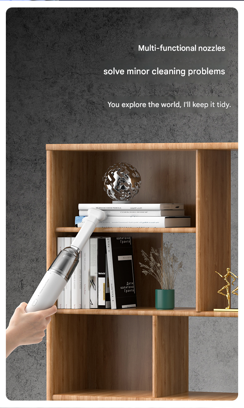 Black Mini Portable Car Vacuum Cleaner - 120W Strong Suction, Handheld Wireless, Lightweight 300g, Wet and Dry Use, for Car Interior, Home, Office, and Travel
