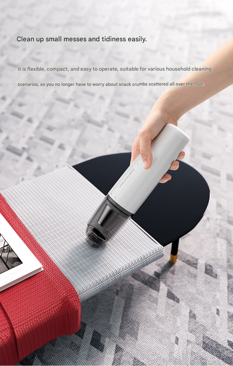 Black Mini Portable Car Vacuum Cleaner - 120W Strong Suction, Handheld Wireless, Lightweight 300g, Wet and Dry Use, for Car Interior, Home, Office, and Travel