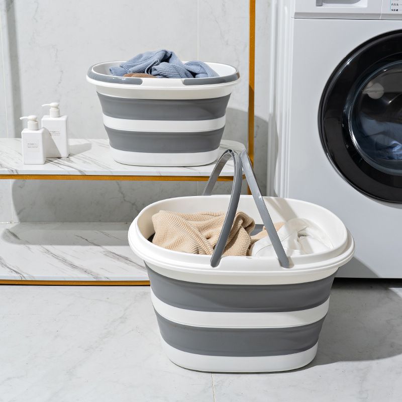 Blue Foldable Collapsible Bucket - 16L Portable Space Saving Basin for Laundry Cleaning Outdoor Use