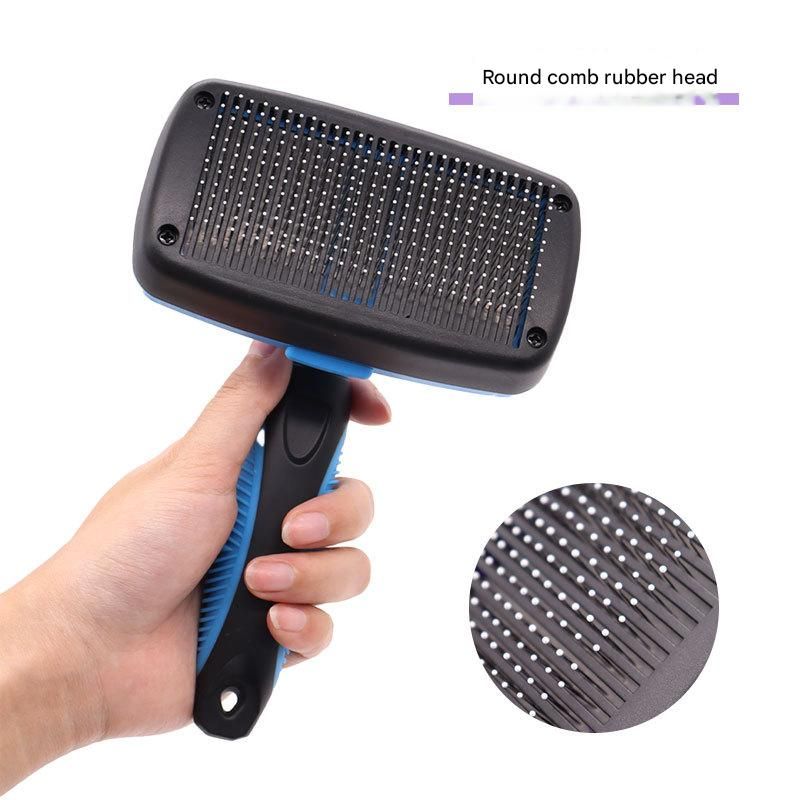 Purple Pet Grooming Brush - Large Self-Cleaning Deshedding Tool for Cats and Dogs