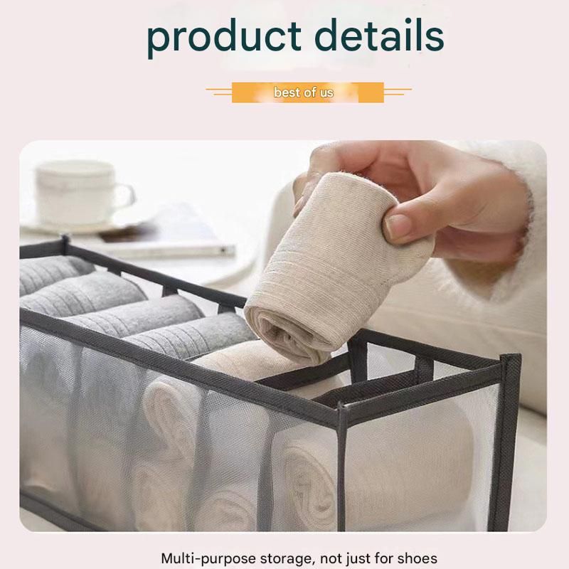 Grey Drawer Underwear Organiser Set - 3 Piece Mesh Storage Boxes for Bras Underwear Socks