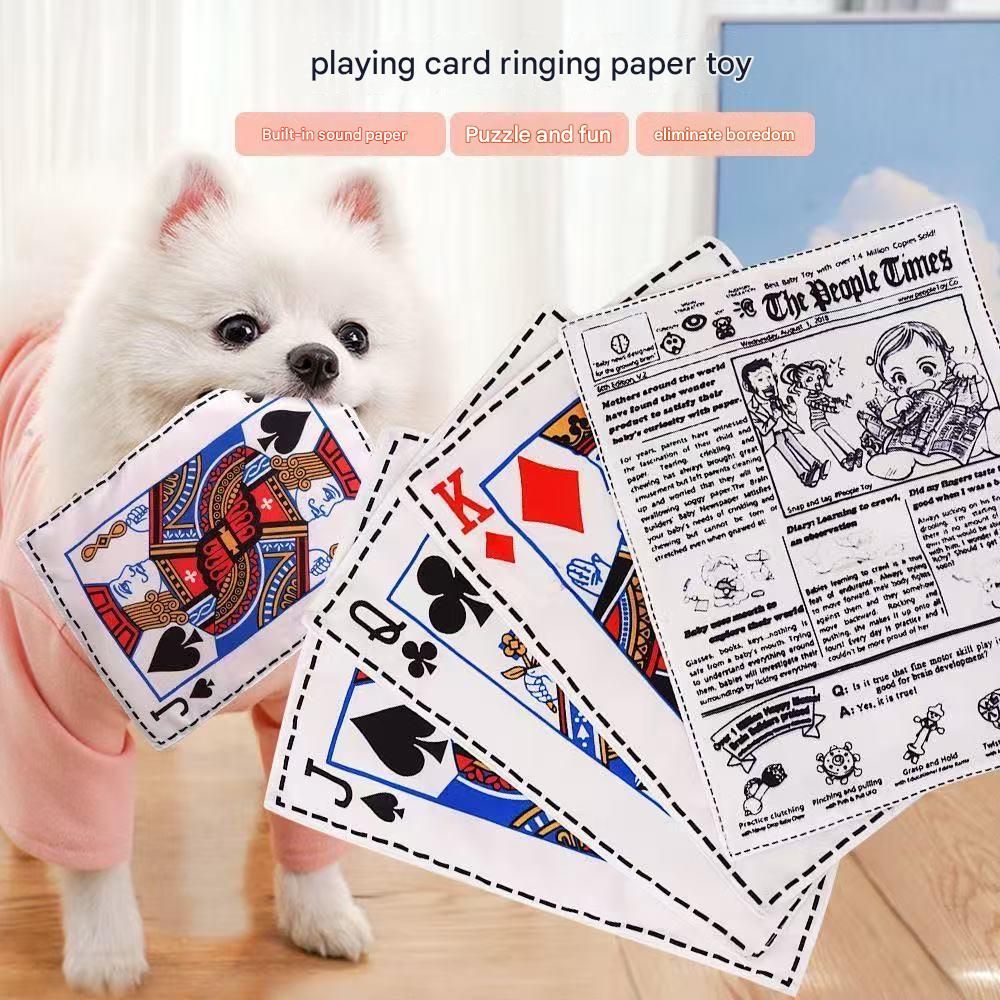 Dog Chew Toy Set - 10 Piece Playing Card Crinkle Sound Toys for Dogs(J)