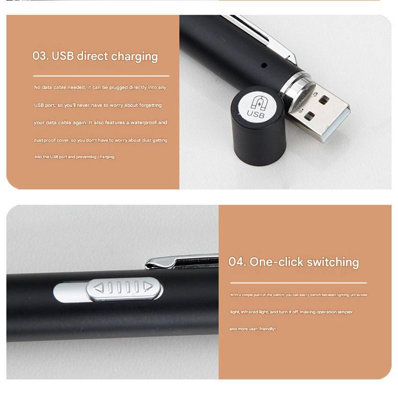 Black Metal Laser Cat Toy Pen Set - 2 Piece USB Rechargeable 3-in-1 Laser Pointer with UV Light and LED Torch in Gift Tin Box