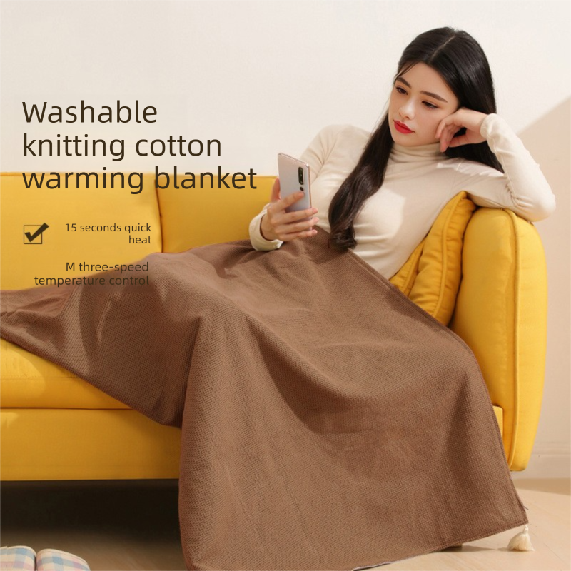 Green USB Heated Blanket Poncho - Rechargeable Electric Warming Shawl with Fast Heating and Multi Use Design