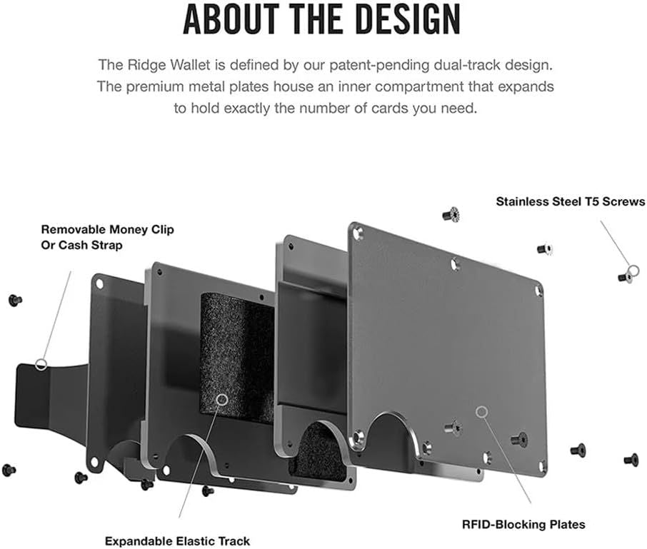 Black Slim RFID Blocking Aluminum Card Holder - Metal Wallet with Cash Strap Minimalist Card Case