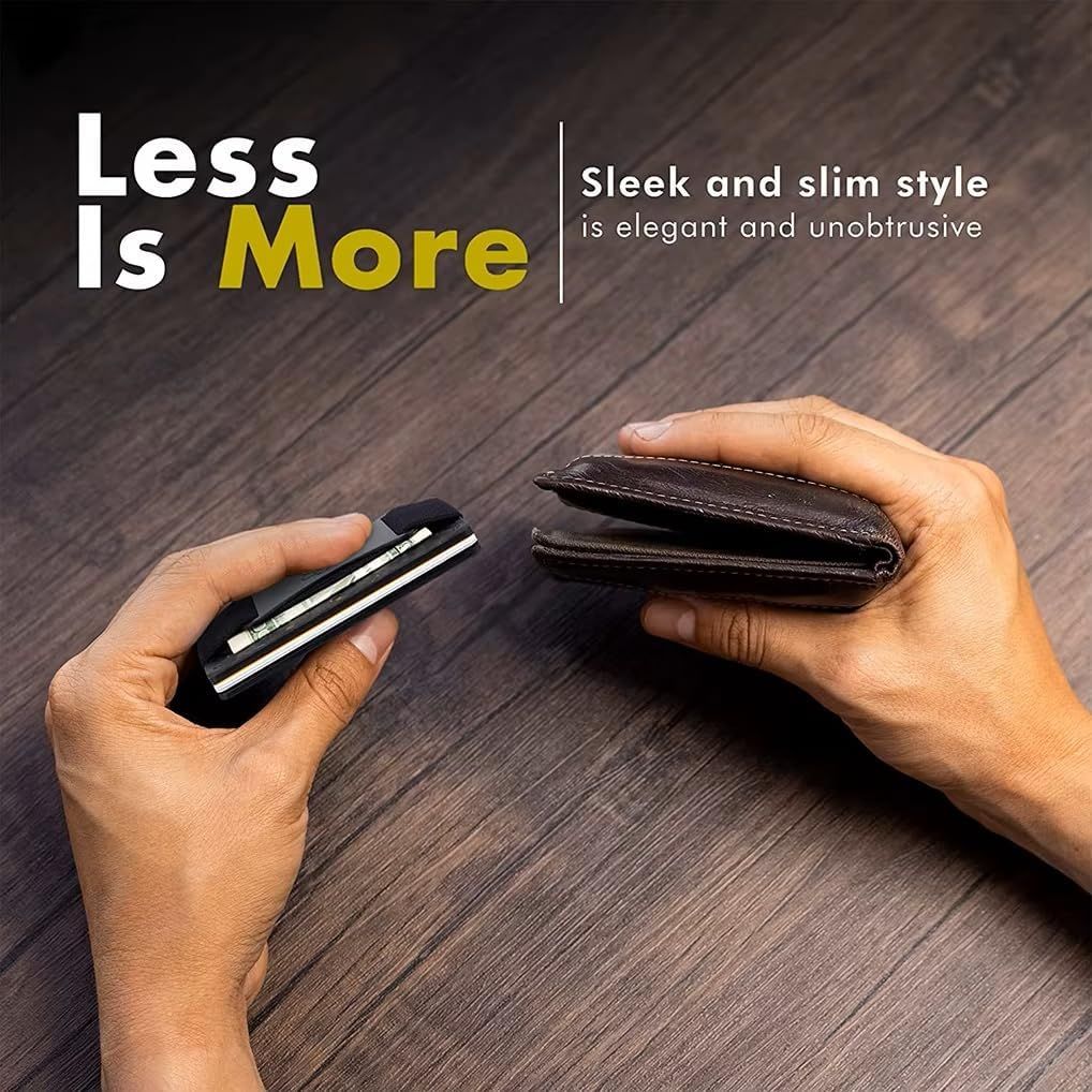 Navy blue Slim RFID Blocking Aluminum Card Holder - Metal Wallet with Cash Strap Minimalist Card Case