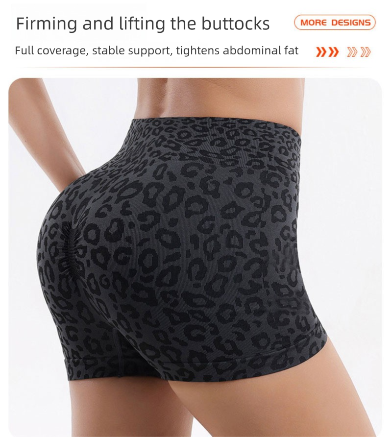 Leopard Print Yoga Set - Twist Front Sports Bra with Criss Cross Back and High Waisted Butt Lifting Shorts(Size:M)