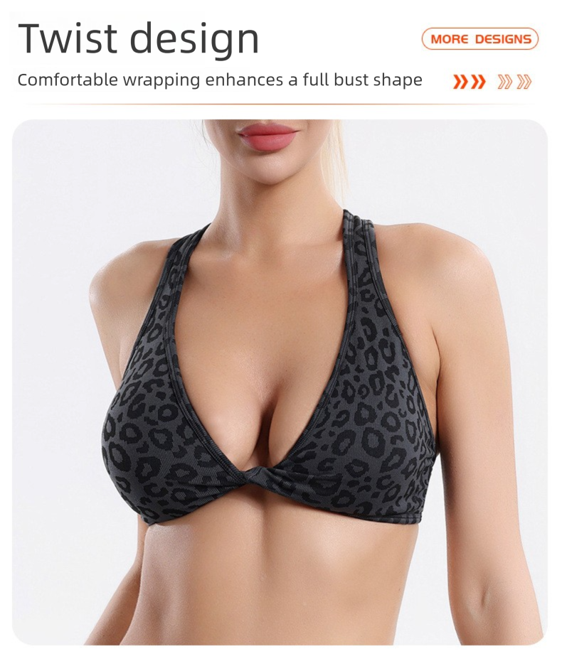 Leopard Print Yoga Set - Twist Front Sports Bra with Criss Cross Back and High Waisted Butt Lifting Shorts(Size:L)