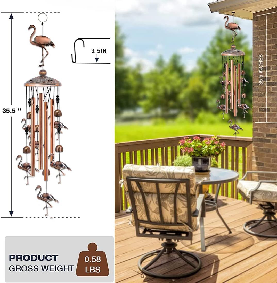 Ladybug Retro Metal Wind Chime - Large Hanging Bell Ornament for Balcony Garden Courtyard Decoration