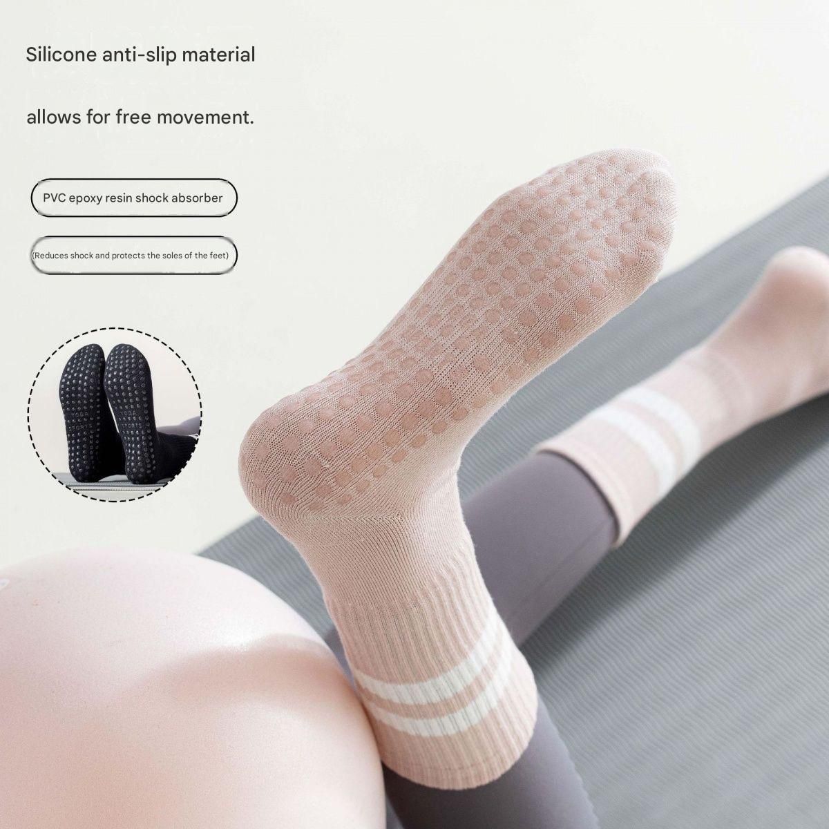 3-Pack Dark grey Anti-Slip Yoga Socks - Grippy Non-Slip Pilates Dance Fitness Socks for Women