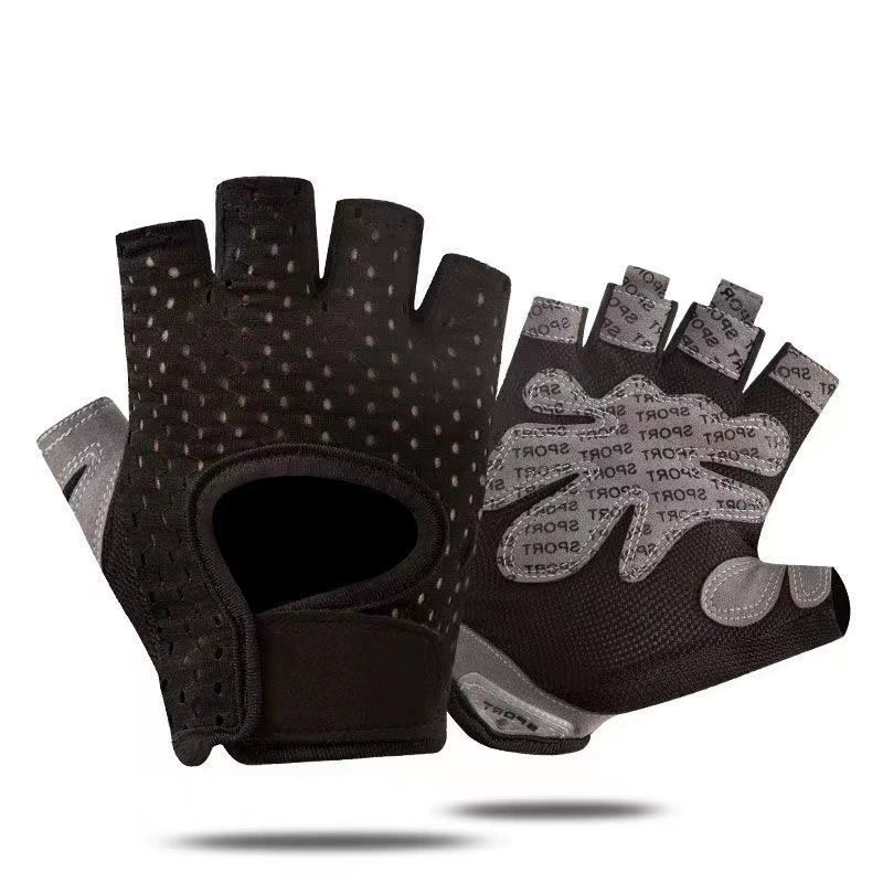 Black Half Finger Fitness Gloves - Anti-Slip Breathable Gym Training Gloves for Weightlifting Cycling(Size:S)