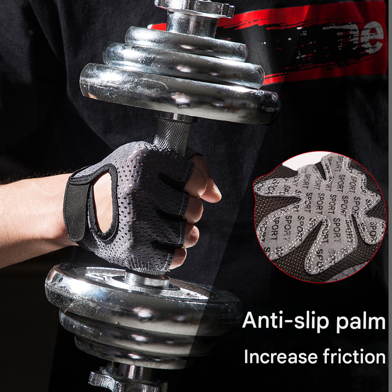 Black Half Finger Fitness Gloves - Anti-Slip Breathable Gym Training Gloves for Weightlifting Cycling(Size:S)
