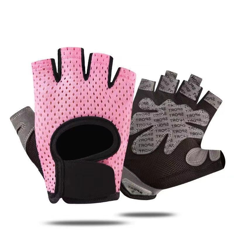 Pink Half Finger Fitness Gloves - Anti-Slip Breathable Gym Training Gloves for Weightlifting Cycling(Size:XL)