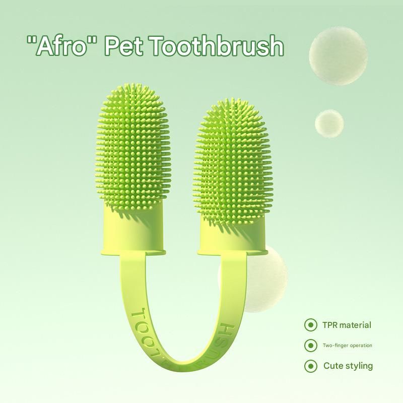 5-Pack Pink Double Finger Pet Toothbrush - Soft TPR Dog Cat Dental Finger Brush Set