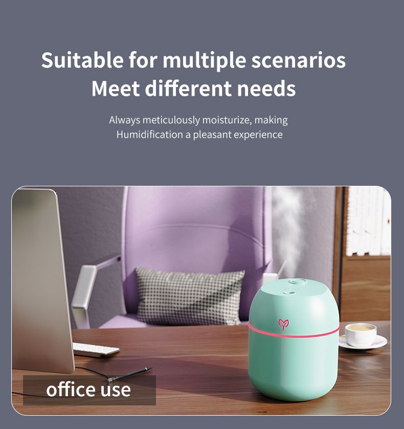 White Mini USB Humidifier Large Mist - Desktop Ultrasonic Air Humidifier with Colorful LED Light