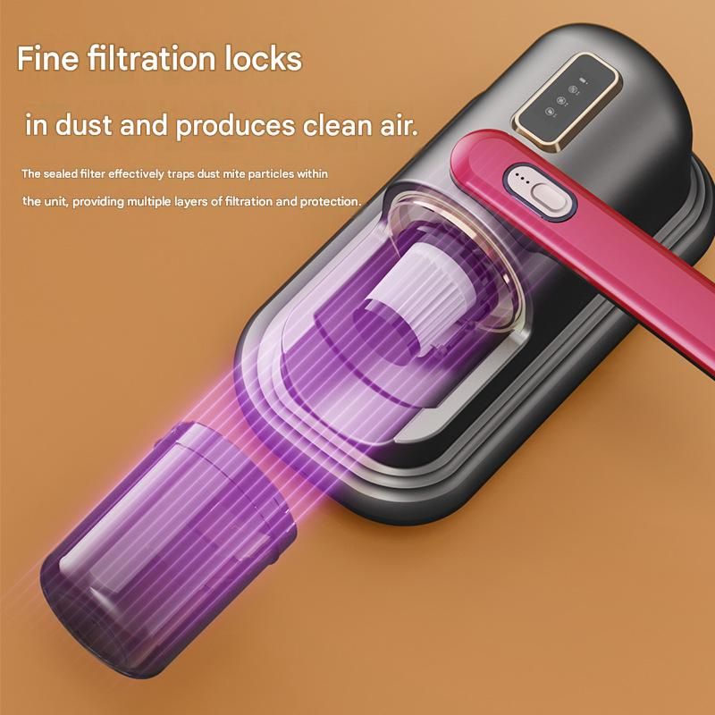 Green Wireless Mite Vacuum Cleaner with UV Light - High Suction Handheld Bed Dust Mite Remover