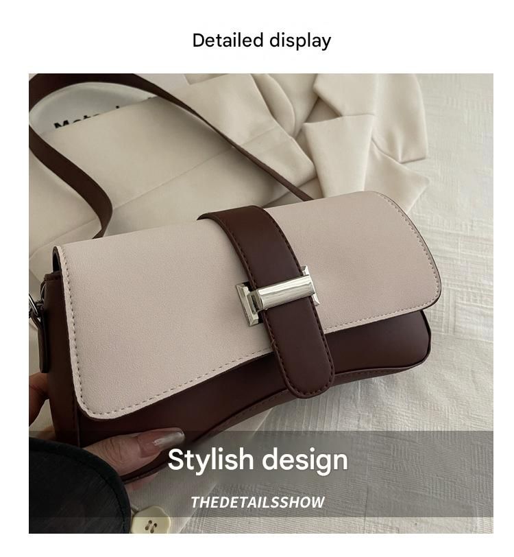 White Fashion Retro Crossbody Bag French Chic Small Shoulder Bag Women’s Baguette Underarm Bag
