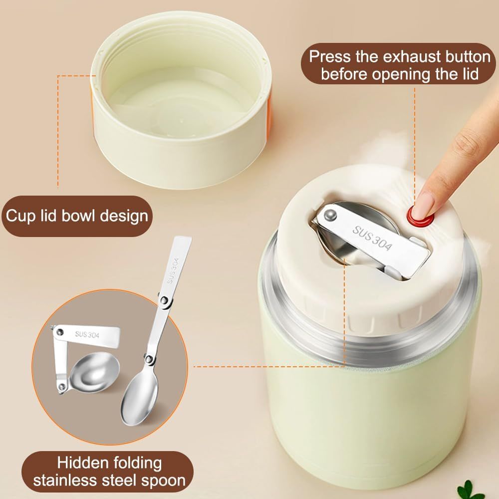 Blue 800ml Stainless Steel Thermal Stew Jar Portable Insulated Lunch Pot with Handle – Vacuum Insulated Soup Container(Foldable model)