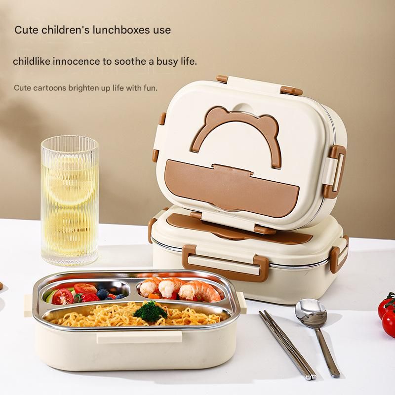 3 Grids 316 Stainless Steel Insulated Lunch Box with Compartments Large Capacity Bento Box with Insulated Bag