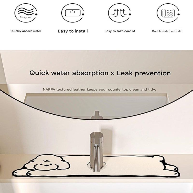 2-Piece Faucet Draining Mat Set Absorbent Sink Splash Guard Quick Dry Counter Mat 10x61cm(West Highland White Terrier)