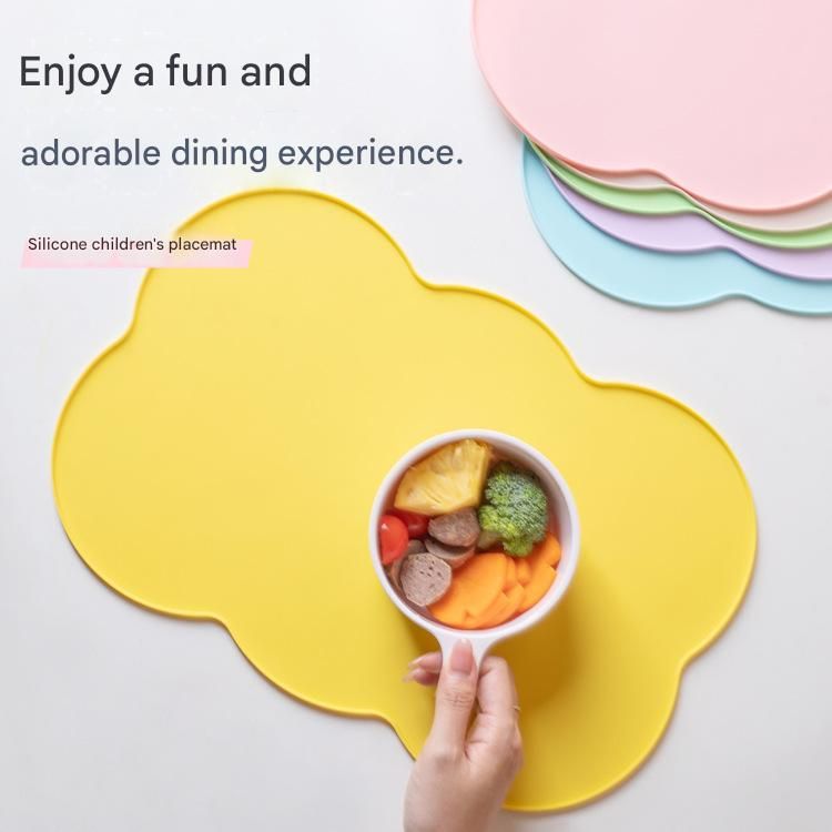 3-Piece Green Silicone Placemat Set Cloud Shape Non-Slip Heat Resistant Kids Dining Mat