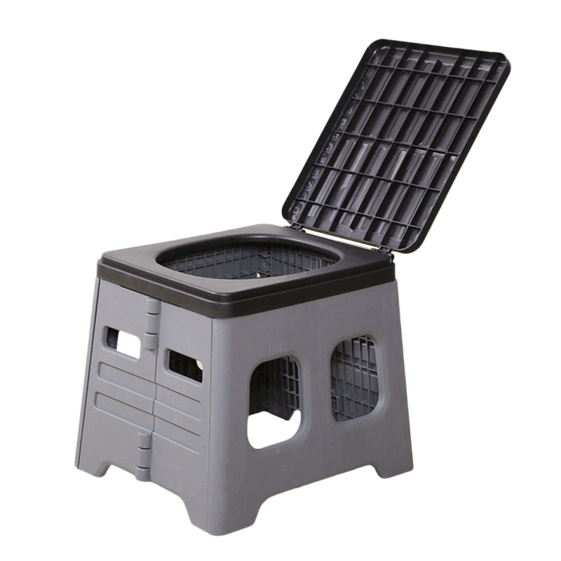 Grey Portable Folding Toilet Stool Outdoor Camping Car Emergency Portable Potty Chair