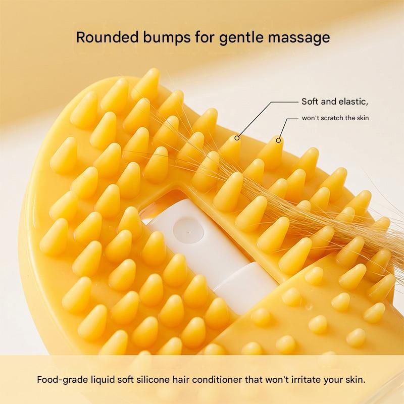 Grey Pet Shampoo Brush Silicone Foaming Massage Comb Dog Cat Bathing Grooming Tool