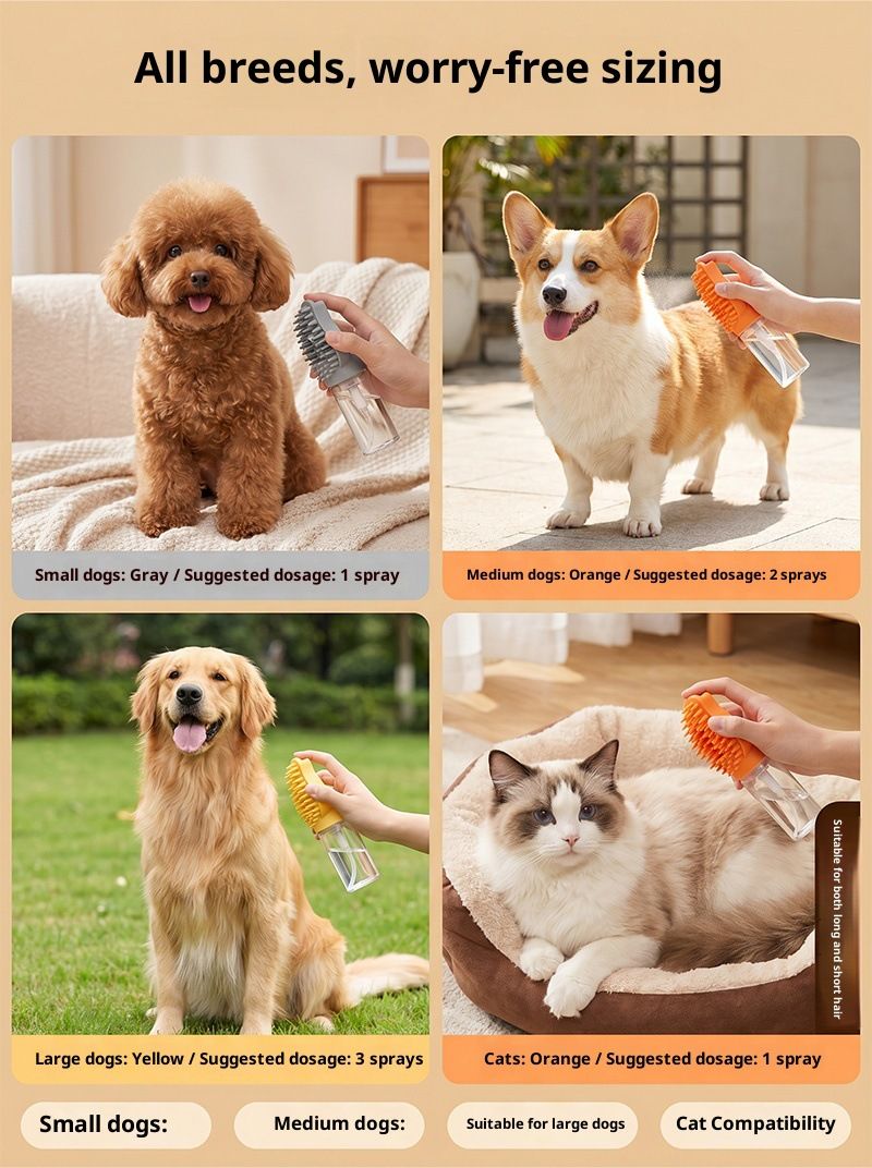 Grey Pet Shampoo Brush Silicone Foaming Massage Comb Dog Cat Bathing Grooming Tool