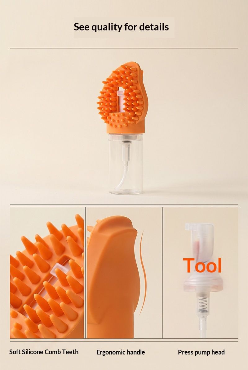 Yellow Pet Shampoo Brush Silicone Foaming Massage Comb Dog Cat Bathing Grooming Tool