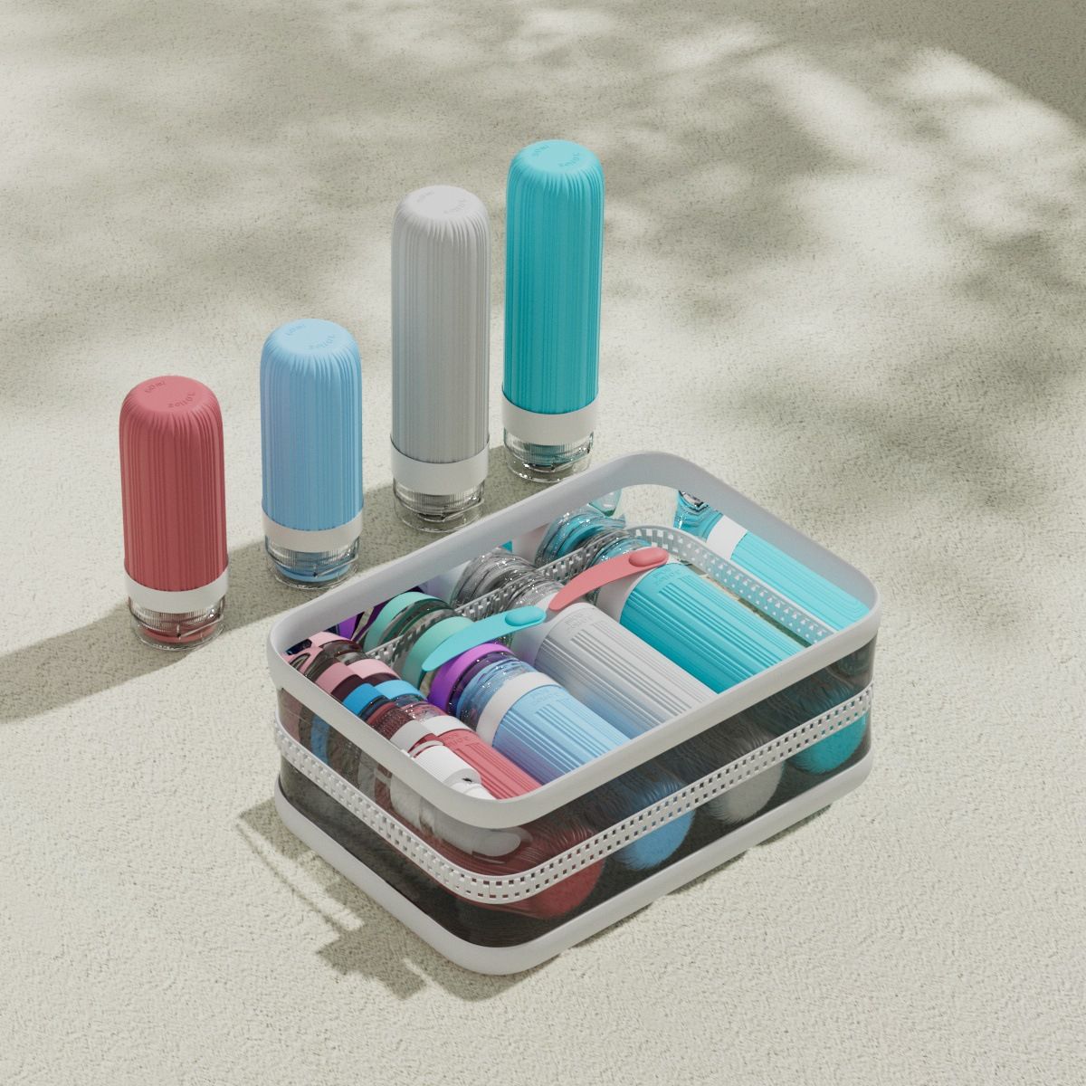 Silicone Travel Toiletry Bottles Set Leakproof Squeeze Containers with Case(10)