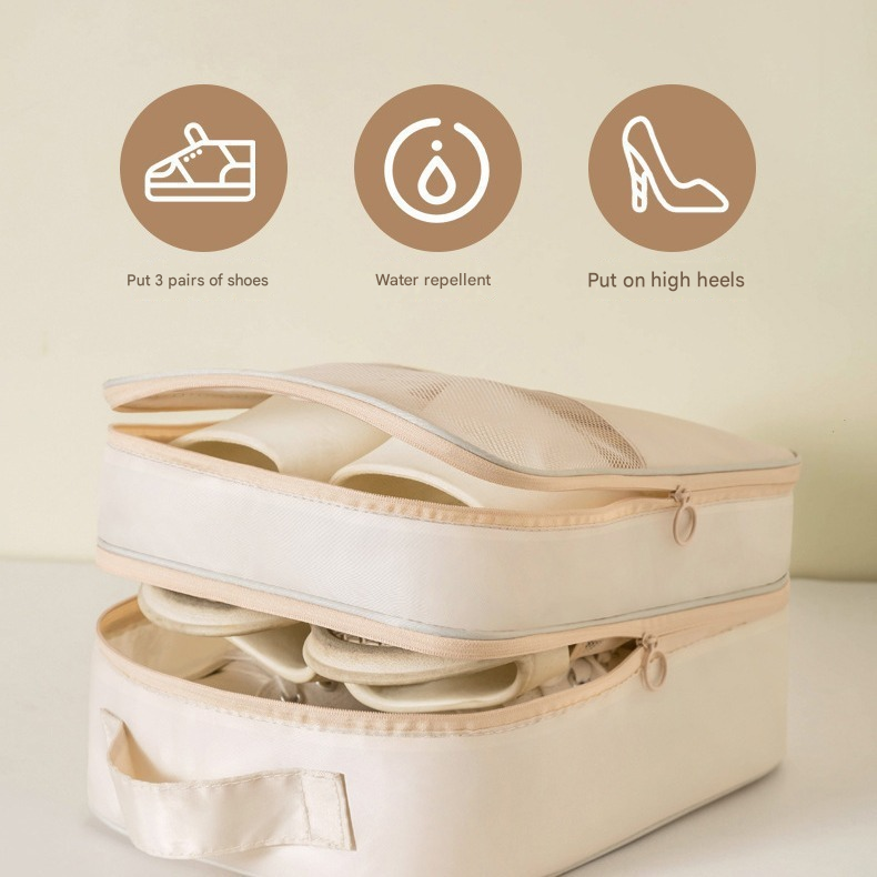 Grey Travel Shoe Bag Portable Luggage Organizer Waterproof Dustproof Shoe Pouch
