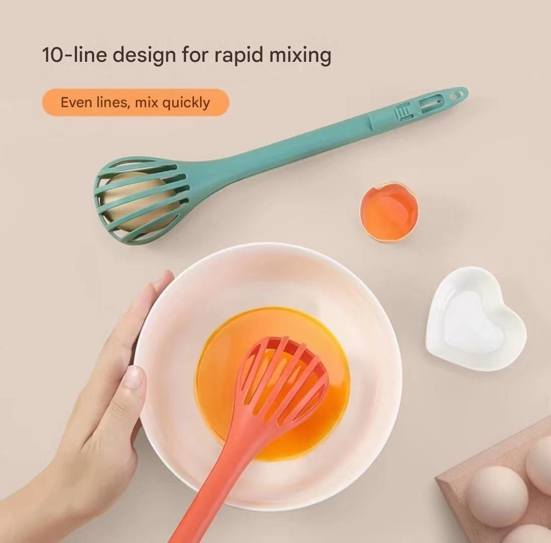 Red  2-Piece 3-in-1 Multi-Functional Egg Whisk & Food Tongs Set