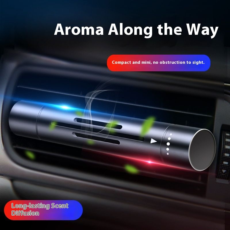Red Mini Car Air Vent Perfume Freshener with 6 Scent Refills Aluminum Alloy Aromatherapy