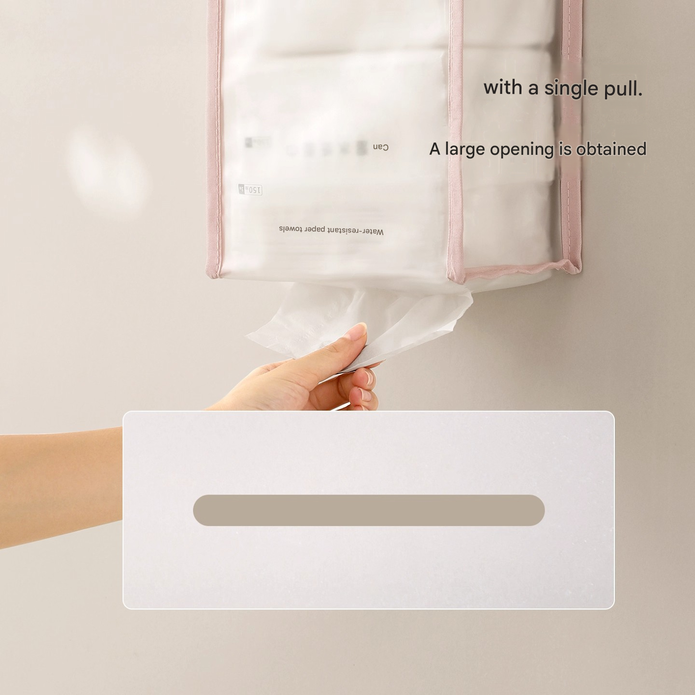 3 PCS White Wall Mounted Transparent Tissue Storage Bag Waterproof Hanging Holder with Adhesive Hook