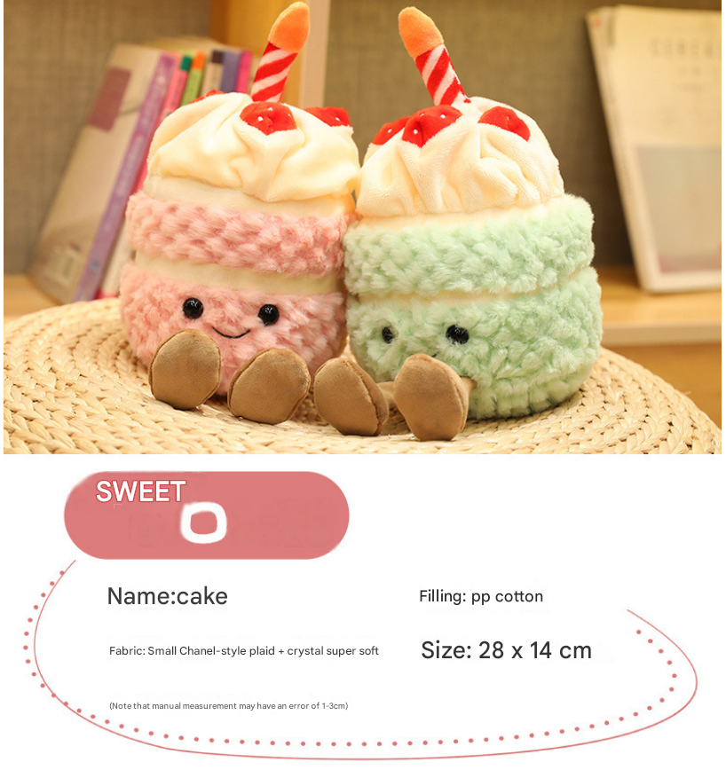 Green Cute Birthday Cake Plush Toy Strawberry Layered Cake Pillow Birthday Gift