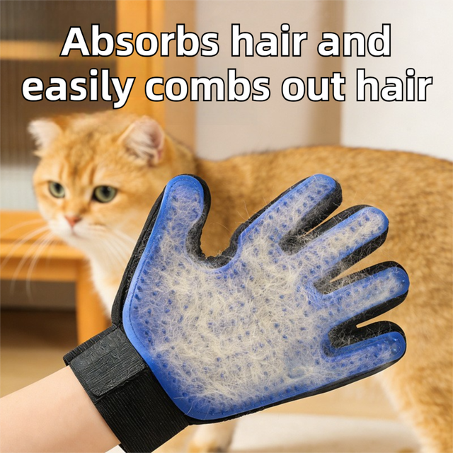 Black Blue Pet Grooming Spray Glove with Black Detachable Typec Mister - TPR Soft Deshedding & Massage Brush Glove for Cats and Dogs, Anti Static Spray to Reduce Flying Fur and Easy to Clean