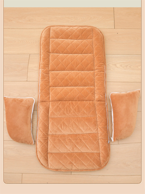 Khaki Premium Quilted Plush Integrated Seat Cushion & Backrest – Thickened Lumbar Support Pad with Detachable Armrests, Secure Buckle and Washable Cover for Office Chair Long Sitting